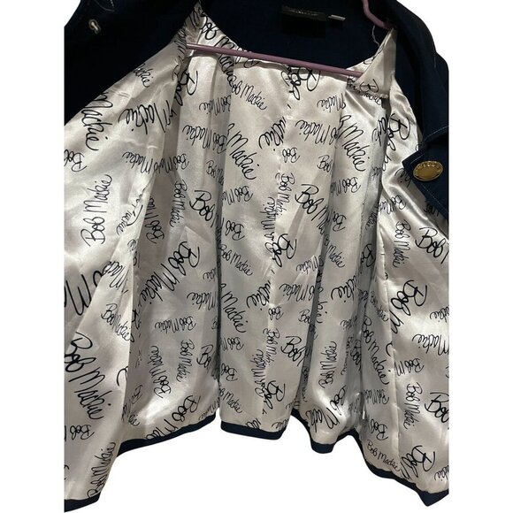 Bob Mackie Wearable Art Navy Blue blazer jacket 3/4 sleeve Size Medium career - Picture 5 of 8